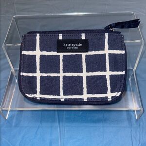 Kate Spade Blue and White Grid card case.